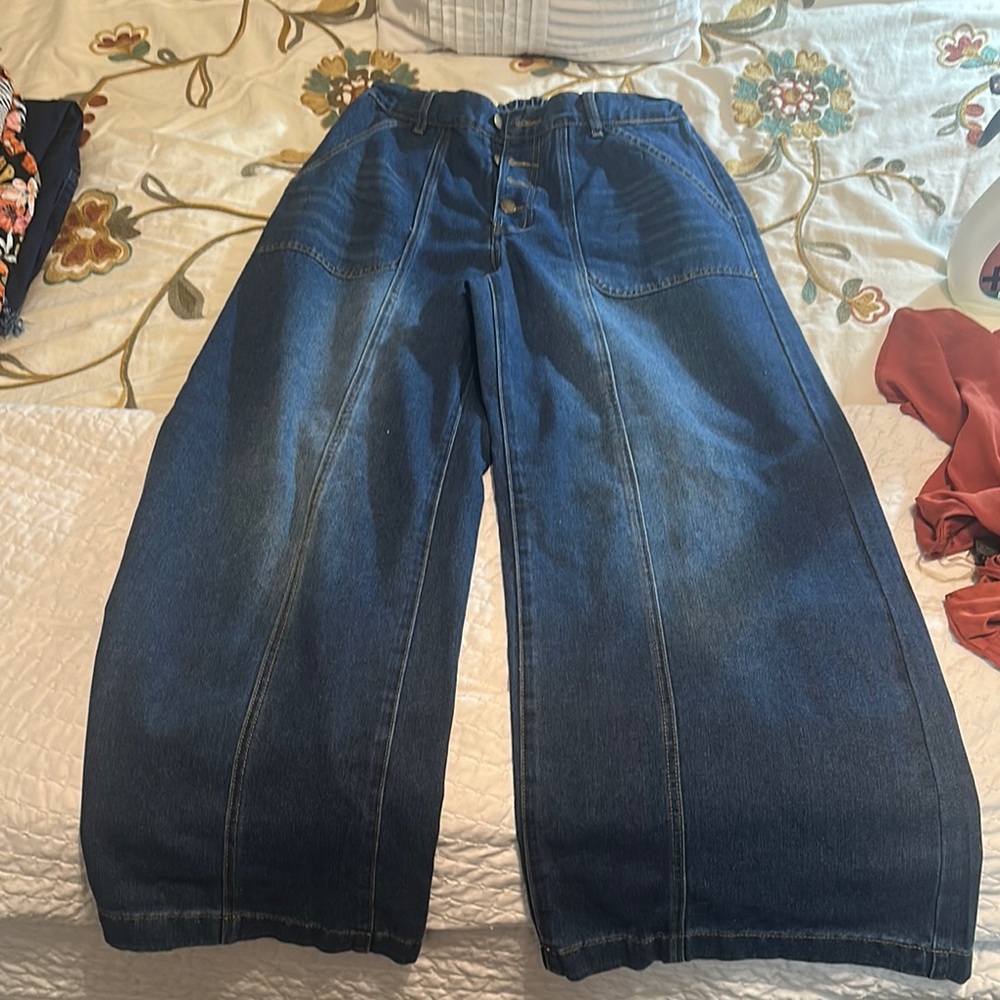 Wide-Leg Denim Jeans